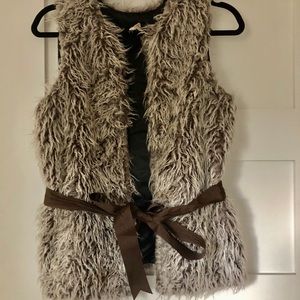 Fuzzy belted vest